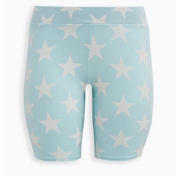 Torrid 0X Light Baby Blue White Stars Biker Shorts - Picture 1 of 8